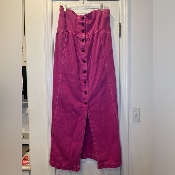 Nanushka Dresses & Skirts - Nanushka • Strapless Dark Pink Denim Dress • Size XL • 🩷